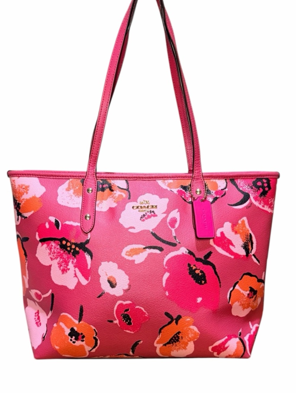 COACH City Floral Tote in Pink  🩷🧡